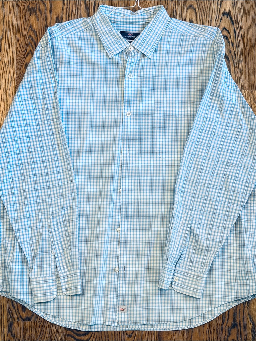 Vineyard Vines Men's Blue & White Plaid Button-Down Shirt